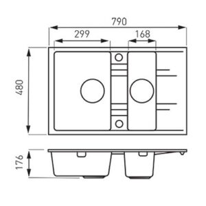 FERRO sudoper granitni PIJESAK 48×79 MEZZO II GRAFIT DRGM3/4″8-79SA