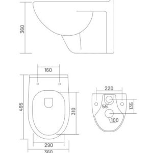 Viseća konzolna šolja bez rubova BABY sa sporospuštajućom daskom