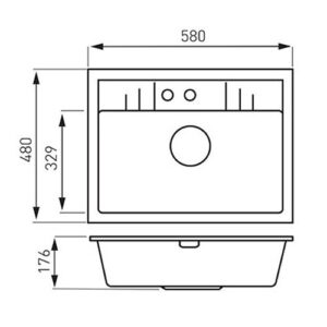 FERRO sudoper granitni CRNI 48x58CM MEZZO II DRGM1-48-58BA