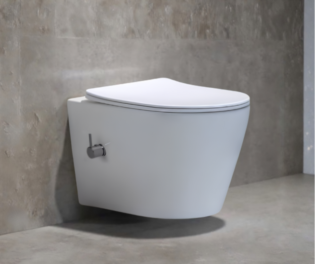 Viseća konzolna šolja bez rubova SAVA sa česmom i ispiračem + sporospuštajuća daska